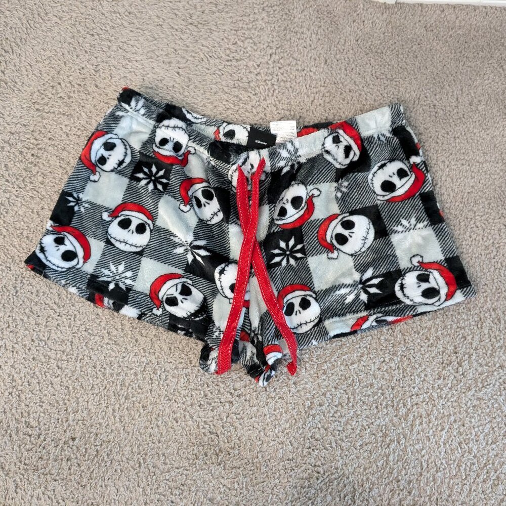 Disney Nightmare Before Christmas Fleece Sleep Shorts Black White Size Large